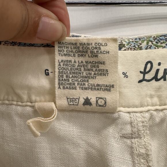 G1 Goods Linen Pants Womens 6 Ivory Straight Leg Yacht Old Money Coastal Preppy - Picture 10 of 11